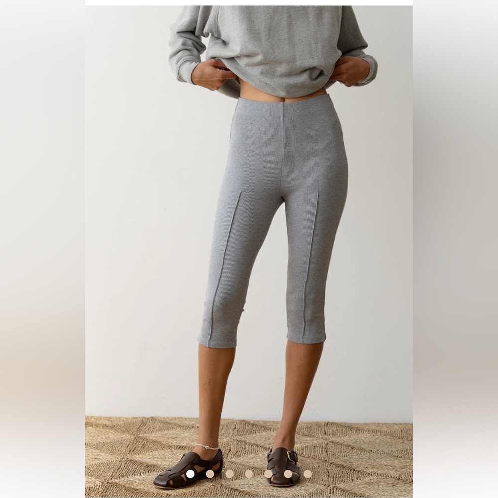 NWT Donni The Rib Pedal Pusher Capri Pants Gray XS